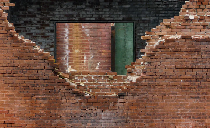 Close view of a brown brick wall